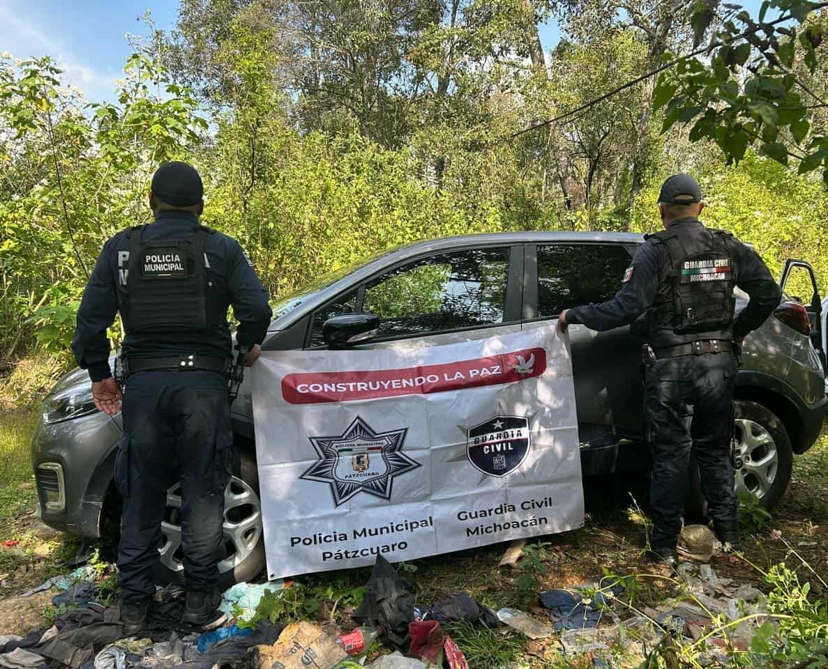 Policías de Pátzcuaro y GC hallan camioneta r0bada 